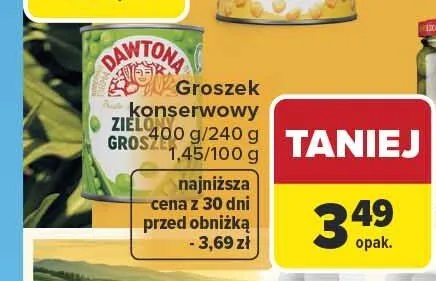 Groszek konserwowy Dawtona promocja w Carrefour