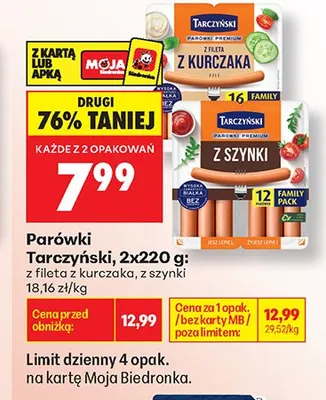 Parówki z piersi kurczaka Tarczyński gryzzale promocja w Biedronka