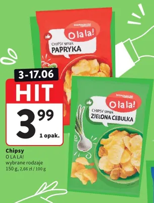 Chipsy smak zielona cebulka O LA LA! promocja w Intermarche
