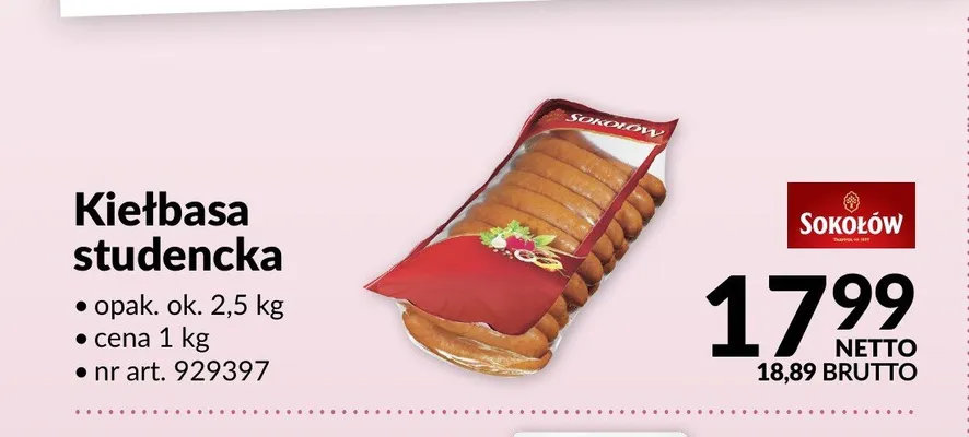 Kiełbasa studencka Sokołów promocja w Makro