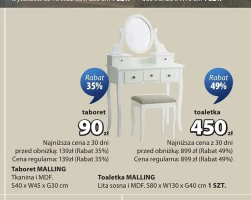 Toaletka MALLING promocja w Jysk