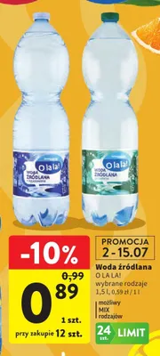 Woda źródlana O la la! gazowana promocja w Intermarche
