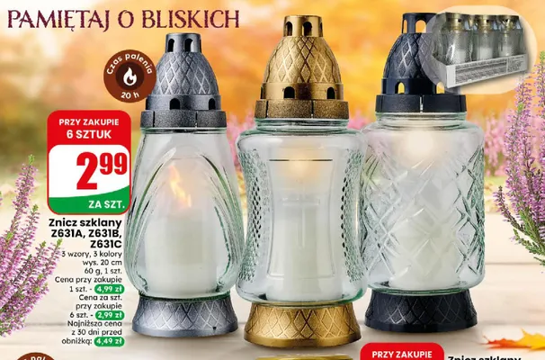 Znicz szklany Z631B promocja w Dino