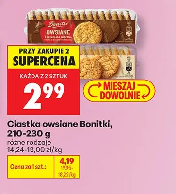 Ciastka owsiane Bonitki z czekoladą mleczną promocja w Biedronka