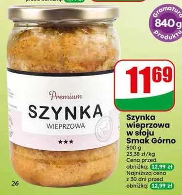 Szynka wieprzowa w słoju Smak Górno promocja w Dino