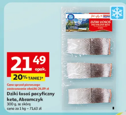 Dziki łosoś pacyficzny keta, Abramczyk ze skórą promocja w Auchan