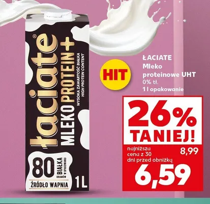 Mleko proteinowe UHT 0% tł. Łaciate promocja w Kaufland