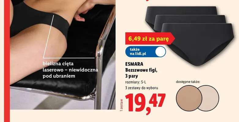 Bezszwowe figi Esmara 3-pak promocja w Lidl