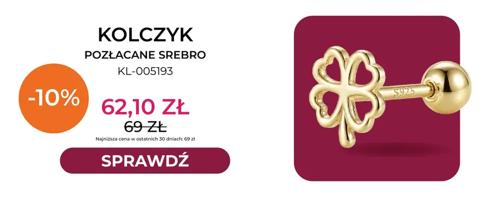 Kolczyk pozłacane srebro KL-005193 Briju promocja w Briju