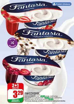 Jogurt Fantasia z truskawkami promocja w Dino