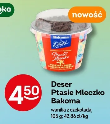 Deser Ptasie Mleczko Bakoma wanilia z czekoladą promocja w Żabka
