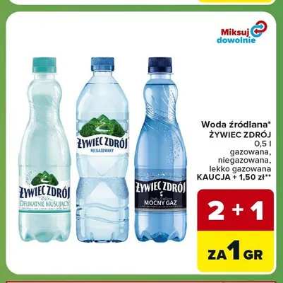 Woda źródlana gazowana Żywiec Zdrój lekko promocja w Carrefour Express