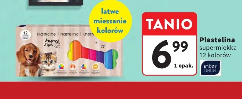 Plastelina supermiękka Interdruk 12 kolorów promocja w Intermarche