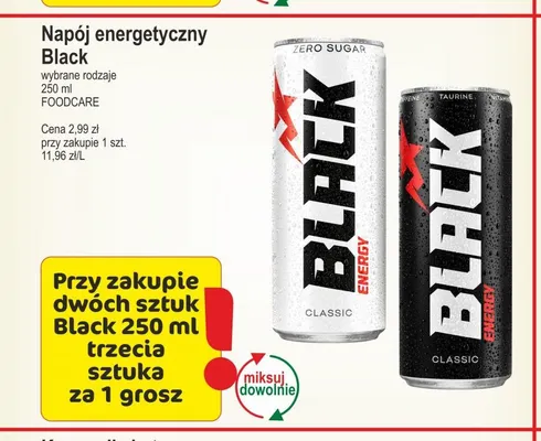 Napój energetyczny Black Zero Sugar Classic promocja w Marketvita