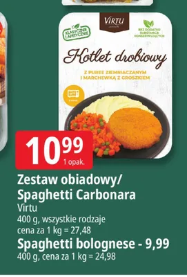 Zestaw obiadowy Spaghetti Carbonara Virtu promocja w Leclerc
