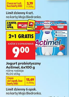 Jogurt probiotyczny Actimel promocja w Biedronka