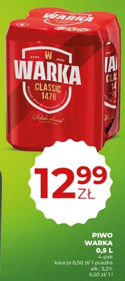 Piwo Warka Classic 4-pak 0,5l promocja w Duży Ben