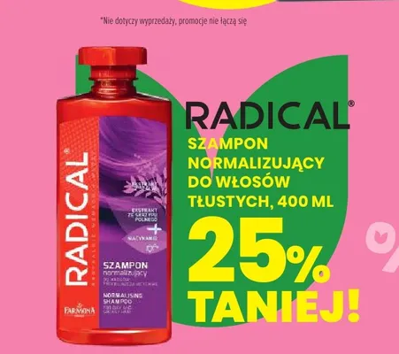 Szampon normalizujący do włosów tłustych Radical promocja w Drogerie Natura