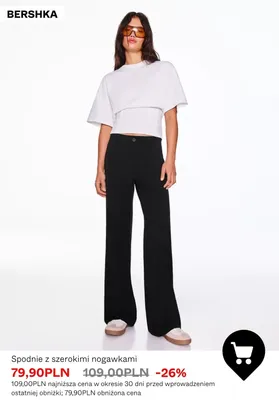 Spodnie z szerokimi nogawkami Bershka promocja w Bershka