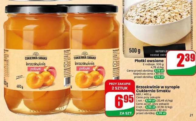 Brzoskwinie w syropie połówki Cukiernia Smaku promocja w Dino