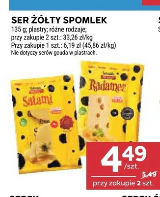 Ser żółty Spomlek plastry promocja w Stokrotka