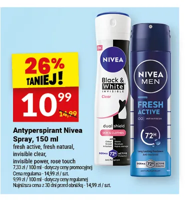 Antyperspirant Nivea Spray Invisible Clear promocja w Twój Market
