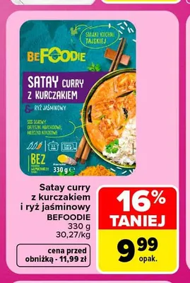 Satay curry z kurczakiem i ryż jaśminowy BeFoodie promocja w Carrefour