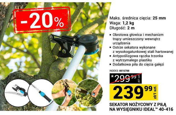 Sekator nożycowy z piłą na wysięgniku IDEAL 40-416 promocja w Merkury Market