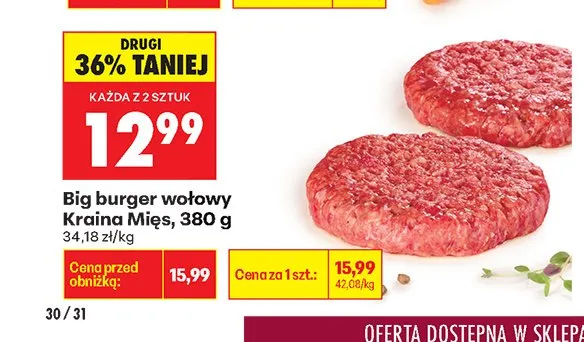Big burger wołowy Kraina Mięs promocja w Biedronka