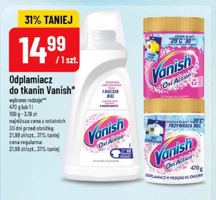 Odplamiacz do tkanin Vanish Oxi Action promocja w POLOmarket