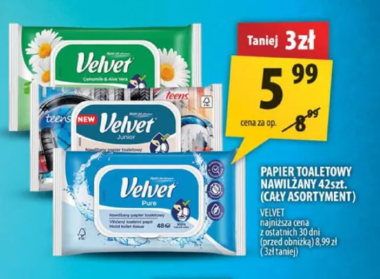 Papier toaletowy nawilżany Velvet promocja w Arhelan
