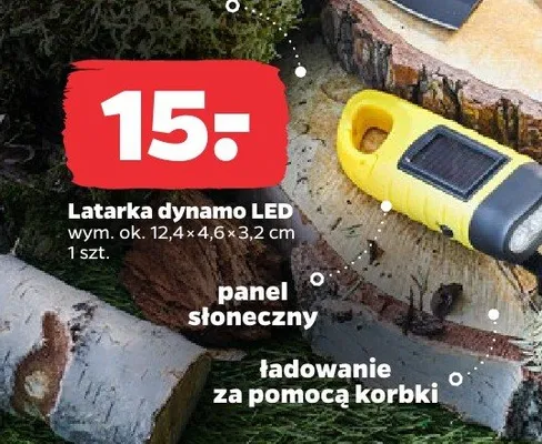 Latarka dynamo LED wym. ok. 12,4x4,6x3,2cm promocja w Netto