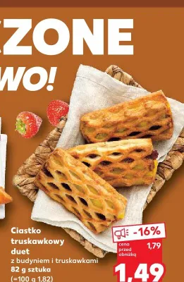 Ciastko truskawkowy duet z budyniem i truskawkami promocja w Kaufland