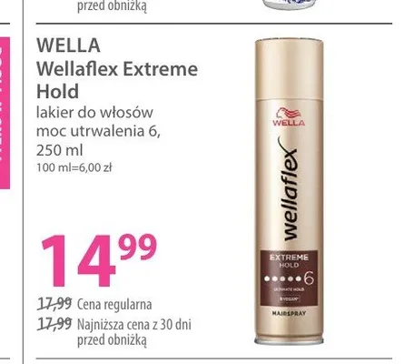 Lakier do włosów Wella Wellaflex Extreme Hold promocja w Hebe