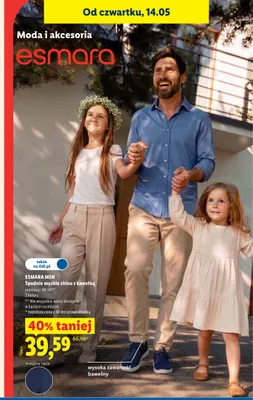 Spodnie męskie chino z bawełną ESMARA MEN promocja w Lidl