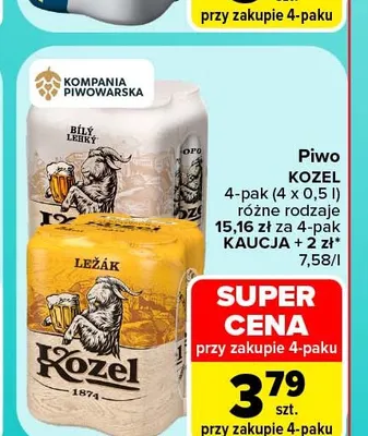 Piwo Kozel 4-pak promocja w Carrefour Market