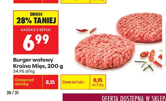 Burger wołowy Kraina Mięs promocja w Biedronka