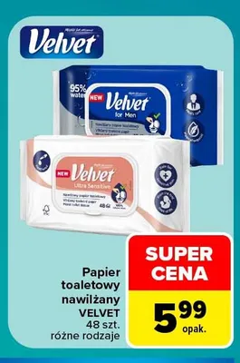 Papier toaletowy nawilżany Velvet promocja w Carrefour