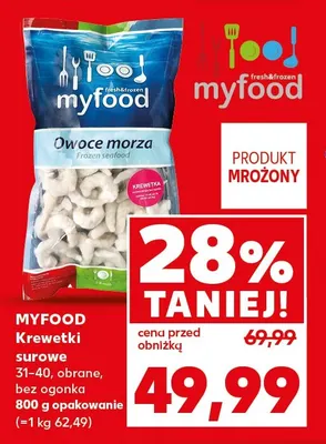 Krewetki surowe 31-40 obrane bez ogonka Myfood promocja w Kaufland