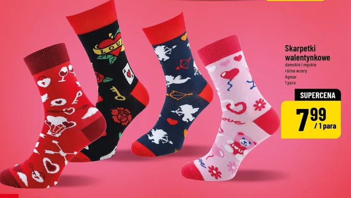 Skarpetki walentynkowe damskie różne wzory Agmat promocja w POLOmarket