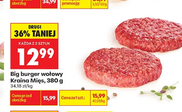 Big burger wołowy Kraina Mięs promocja w Biedronka