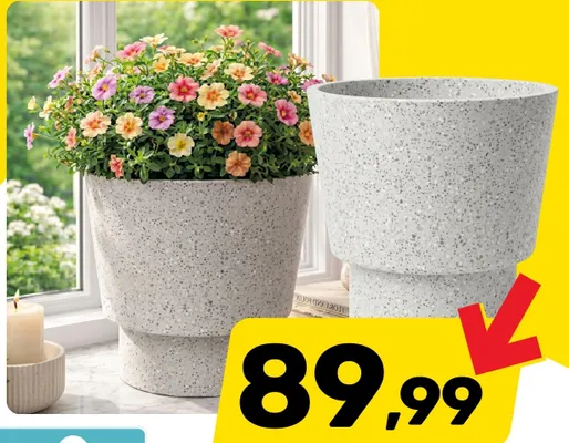 Doniczka z podstawką - efekt granitu promocja w Bricomarche