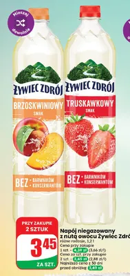 Napój niegazowany z nutą owocu Żywiec Zdrój brzoskwiniowy promocja w Dino