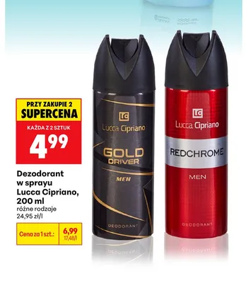 Dezodorant w sprayu Lucca Cipriano Redchrome 200ml promocja w Biedronka