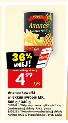 Ananas w puszce kawałki w lekkim syropie MK promocja w Twój Market