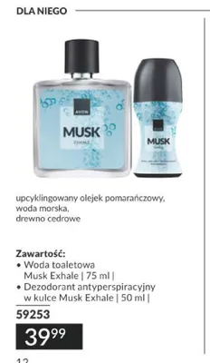 Zestaw woda toaletowa Musk Exhale + dezodorant antyperspiracyjny w kulce Musk Exhale Avon promocja w AVON