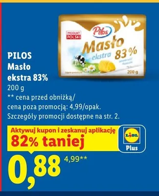 Masło ekstra 83% Pilos promocja w Lidl