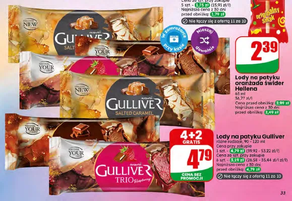 Lody na patyku Gulliver Trio Raspberry promocja w Dino