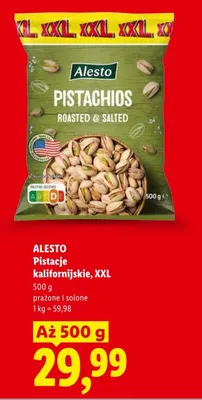 Pistacje kalifornijskie prażone i solone XXL Alesto promocja w Lidl