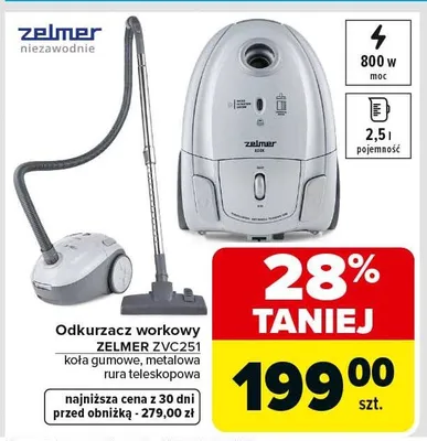 Odkurzacz workowy kolorujmowe, metalowa rura teleskopowa promocja w Carrefour Market